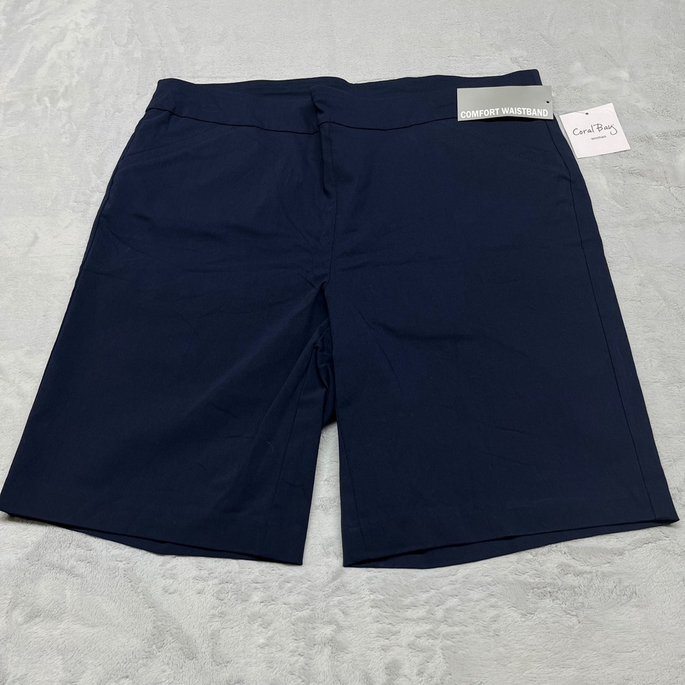 Coral Bay Womens Navy Shorts 18W Comfort Waistband Summer Casual Workwear